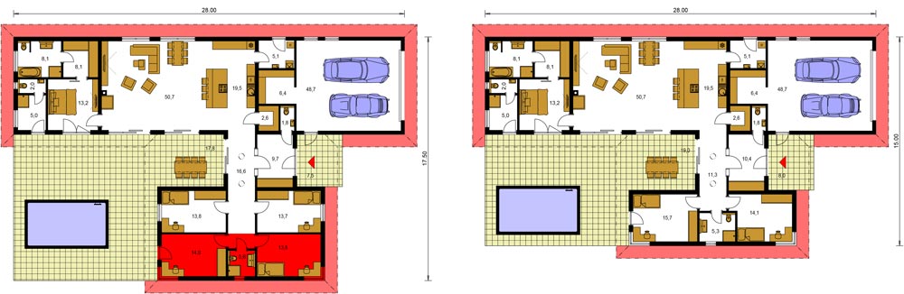 Alternativa rozšíření domu Bungalow 205 o dva pokoje