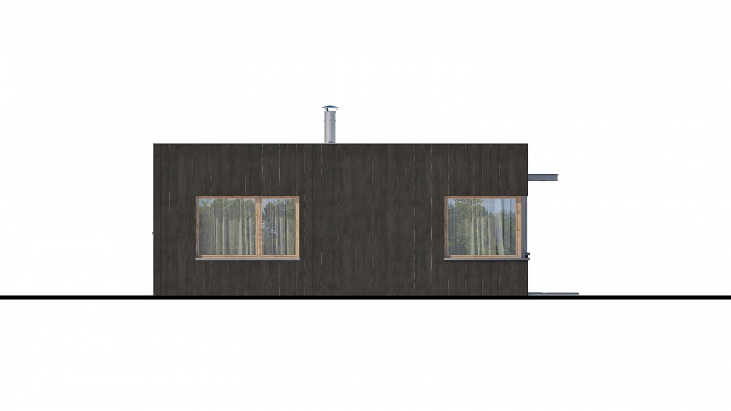 Pohľad 4. - Moderní malý projekt rodinného domu s plochou střechou na úzký pozemek. Na prosvětlení chodby slouží světlík Velux.