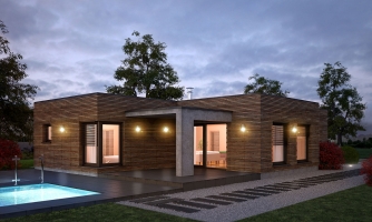 Luxusní 4-pokojový zděný dům s dvojgaráží, plochou rovnou střechou.