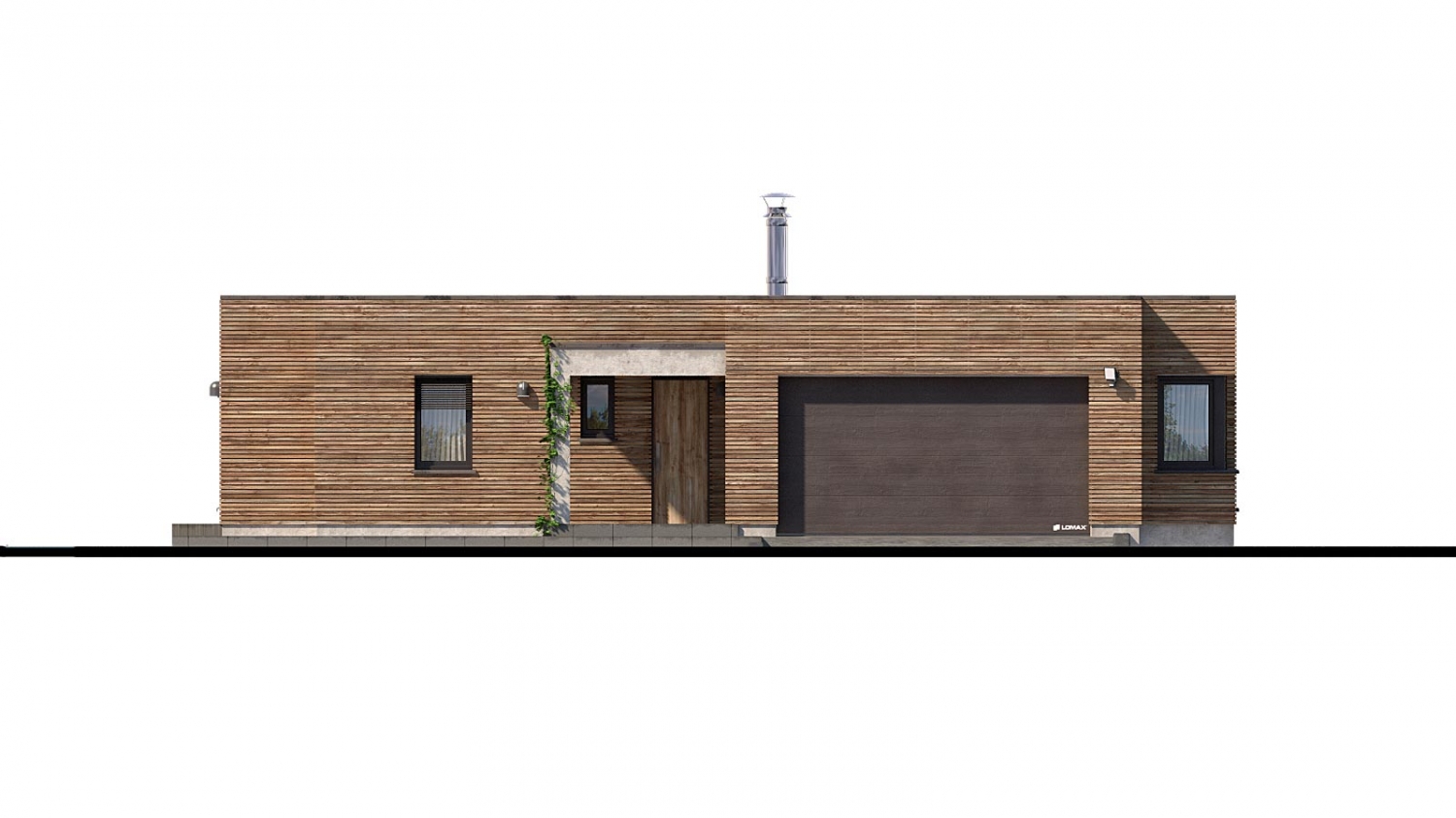 Zrkadlový pohľad 1. - Luxusní 4-pokojový zděný dům s dvojgaráží, plochou rovnou střechou.