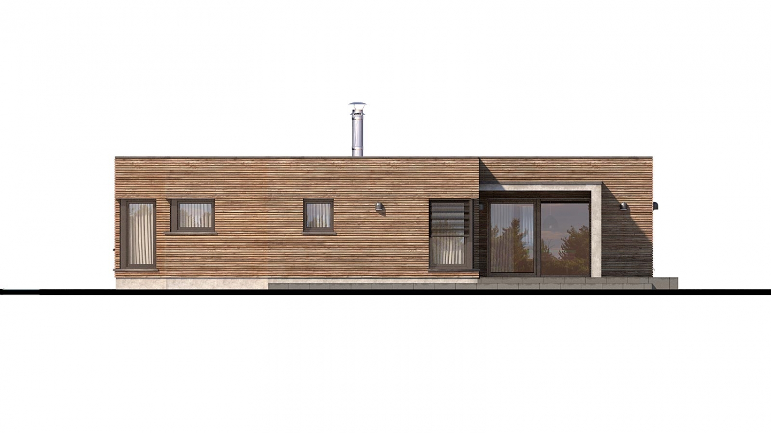 Zrkadlový pohľad 3. - Luxusní 4-pokojový zděný dům s dvojgaráží, plochou rovnou střechou.