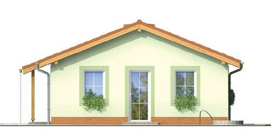 Zrkadlový pohľad 2. - Oblíbený zděný rodinný dům na malý pozemek s třemi pokoji a sedlovou střechou.