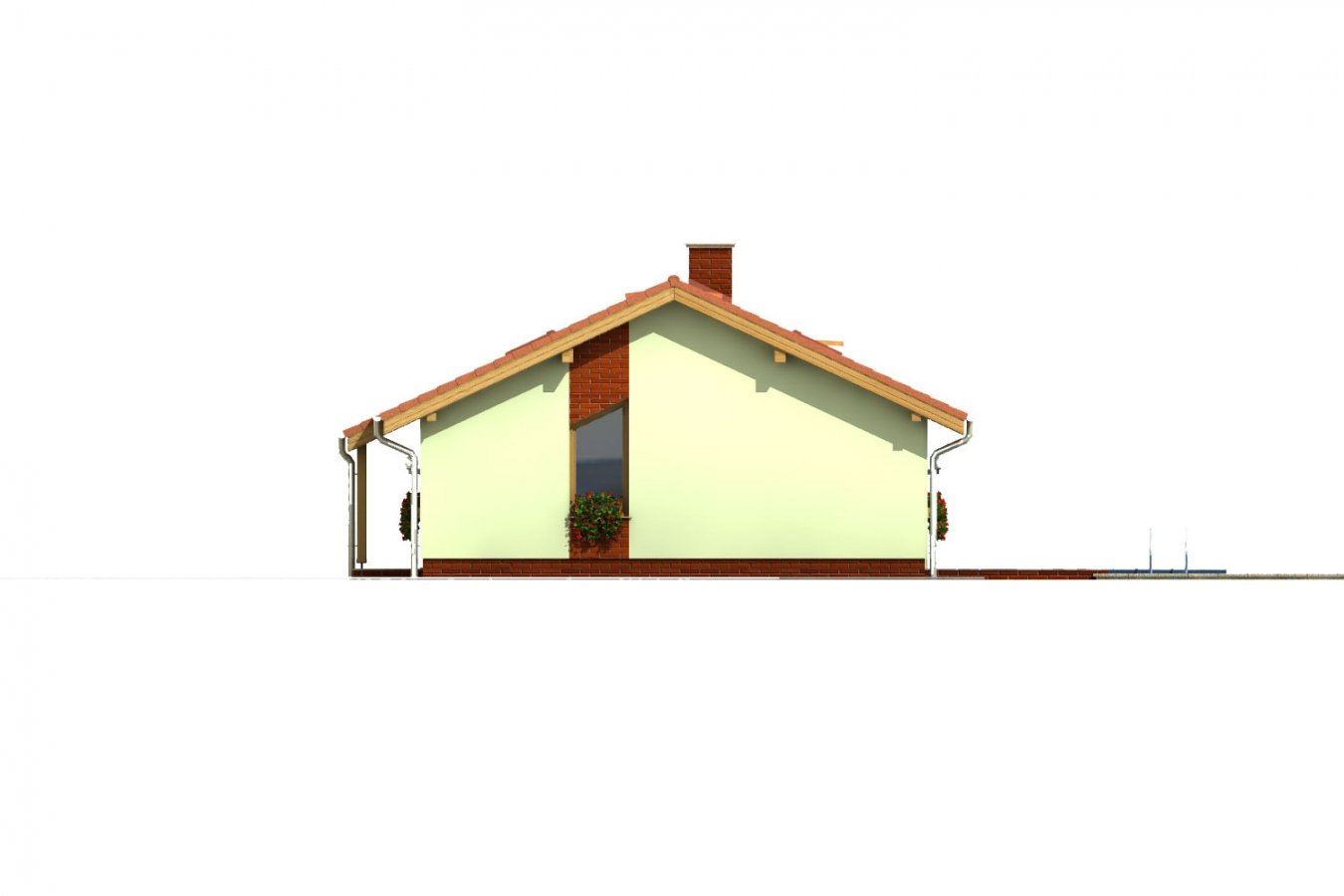 Pohľad 3. - Úzký rodinný dům s překrytou terasou, zpracovaný v 3d realitě.