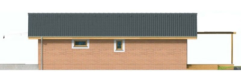 Pohľad 3. - Malý levný dům se sedlovou střechou. Patří mezi oblíbené projekty rodinných domů. Je zpracován v 3D virtuální realitě.