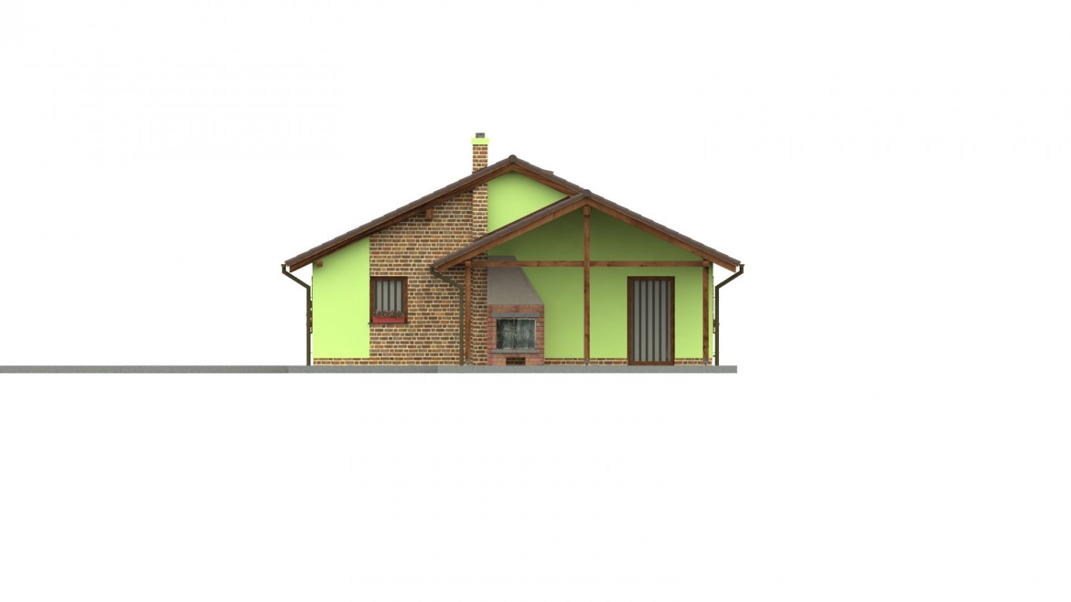 Pohľad 2. - 4-pokojový bungalov s prosvětlenou obývacím pokojem střešními okny.