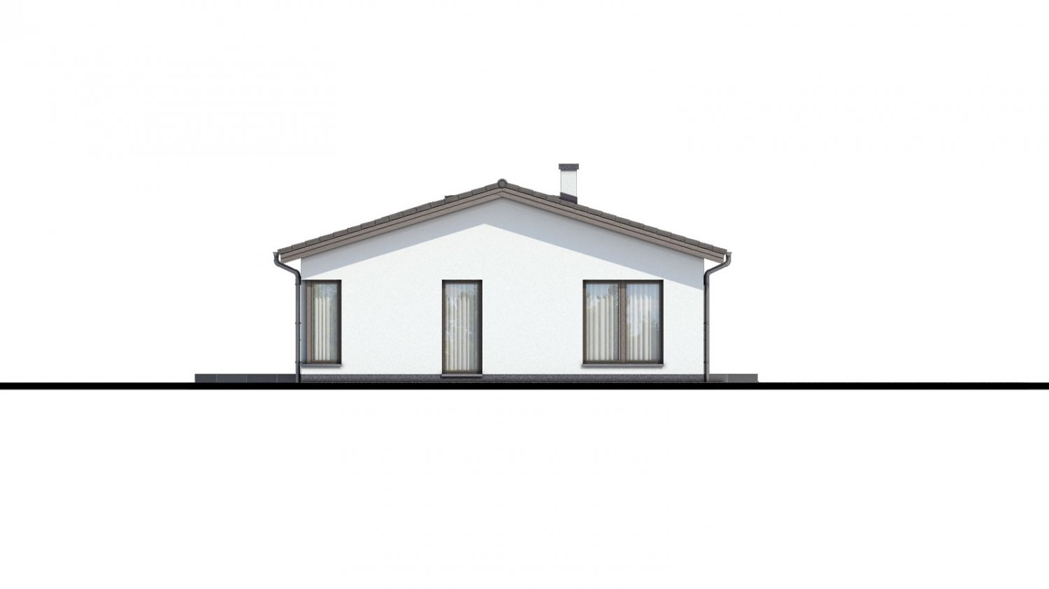 Zrkadlový pohľad 4. - Projekt domu bungalov s dvojgaráží a s prosvětlenou obývacím pokojem střešními okny.