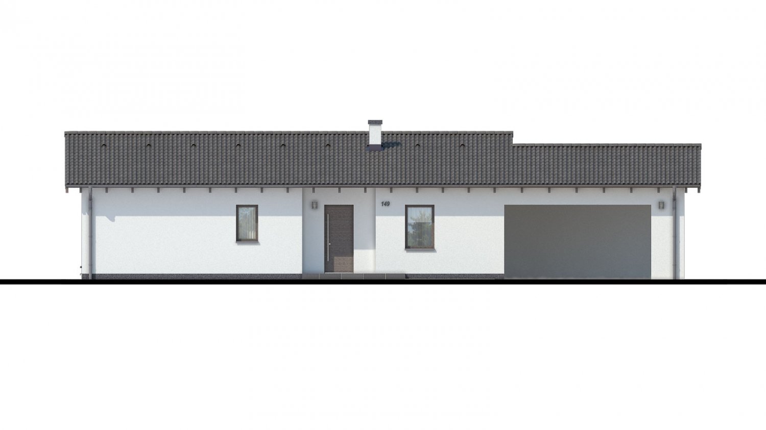 Zrkadlový pohľad 1. - Projekt domu bungalov s dvojgaráží a s prosvětlenou obývacím pokojem střešními okny.