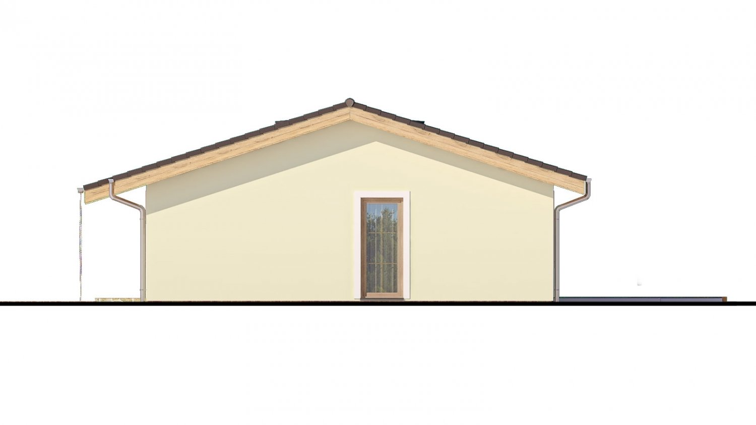 Zrkadlový pohľad 2. - Zděný projekt rodinného domu na úzký pozemek se sedlovou střechou. Zpracovaný v 3d realitě s umístěním na pozemek.