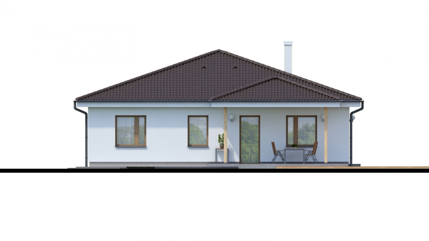 Zrkadlový pohľad 3. - Jednoduchý 5-pokojový rodinný dům s valbovou střechou. Zpracovaný i ve virtuální realitě 3d.