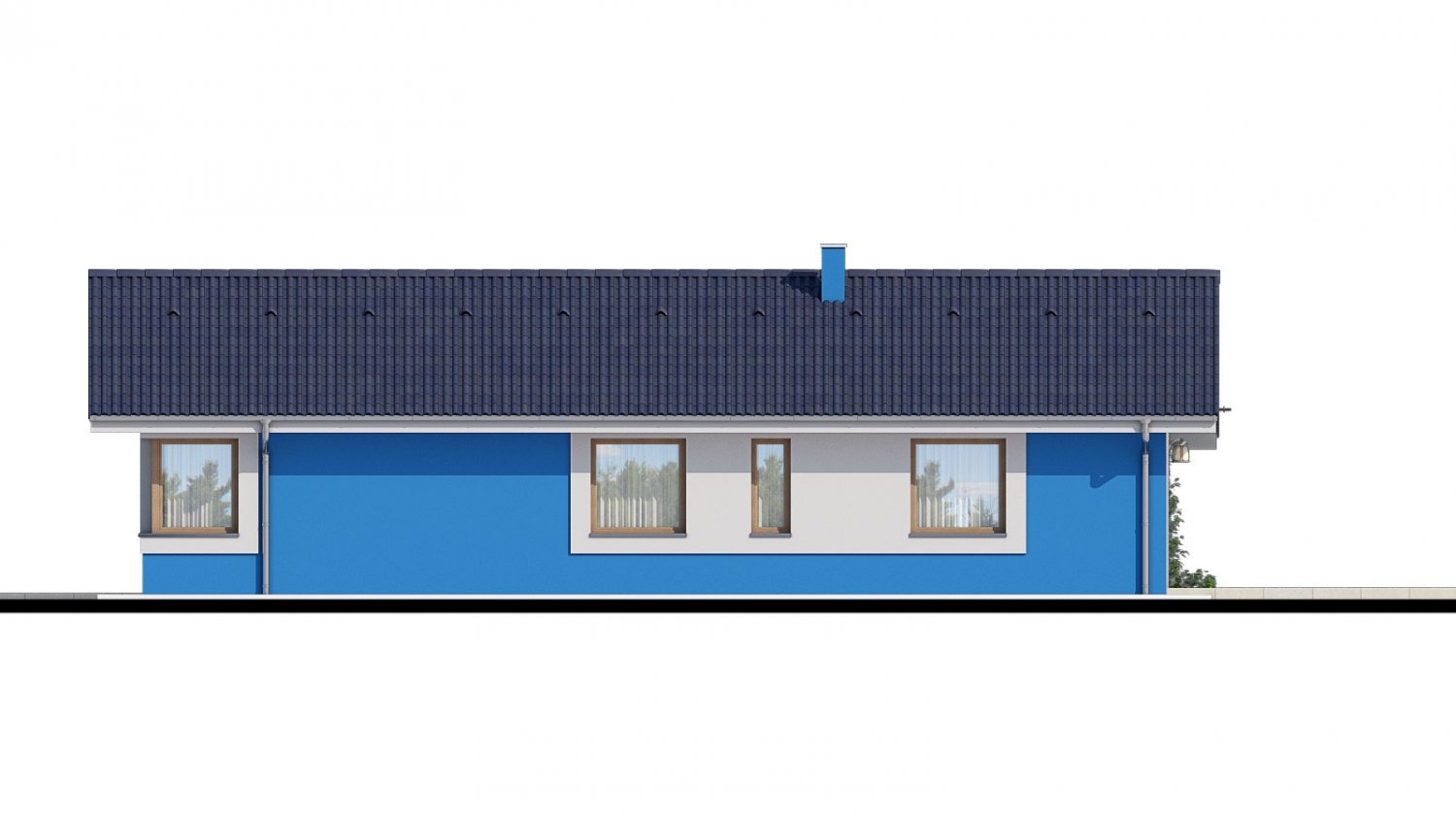 Zrkadlový pohľad 3. - 4-pokojový projekt domu s garáží.