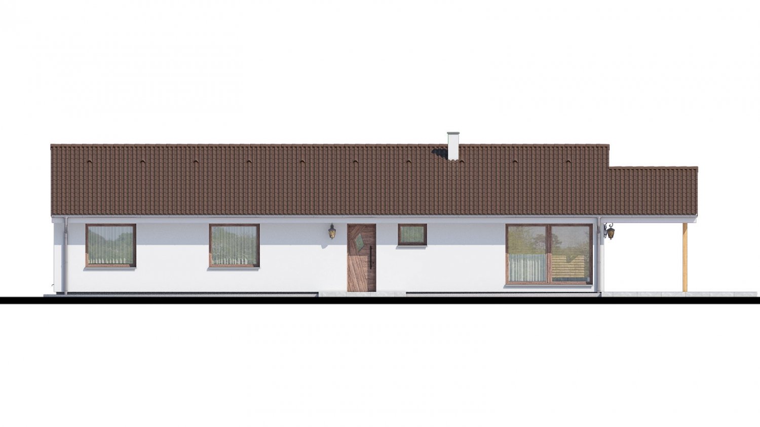 Pohľad 1. - Top projekt 2019 rodinného domu se sedlovou střechou. Zpracovaný ve virtuální realitě se zařizováním.