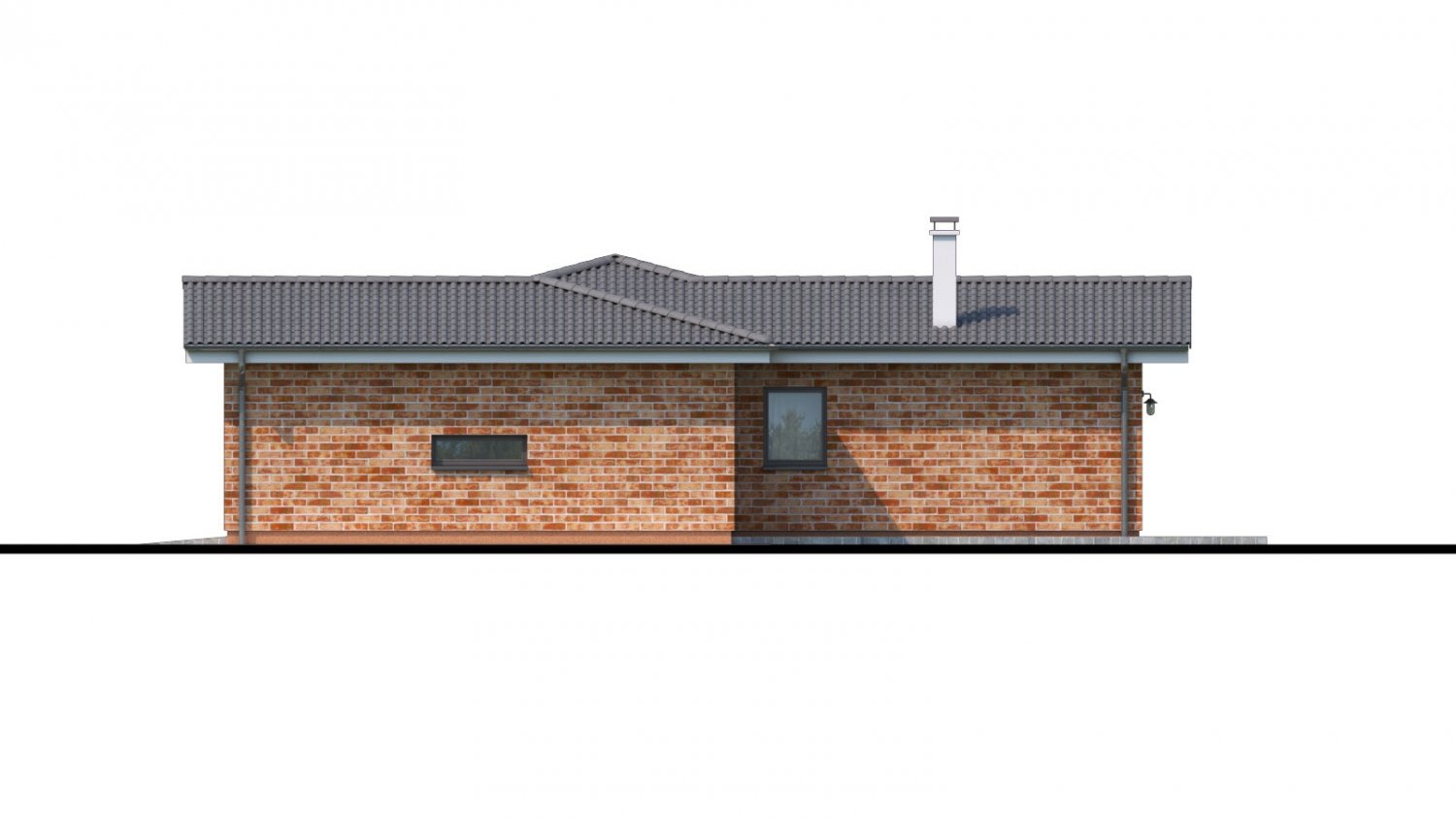 Pohľad 2. - Projekt domu ve tvaru L s garáží.