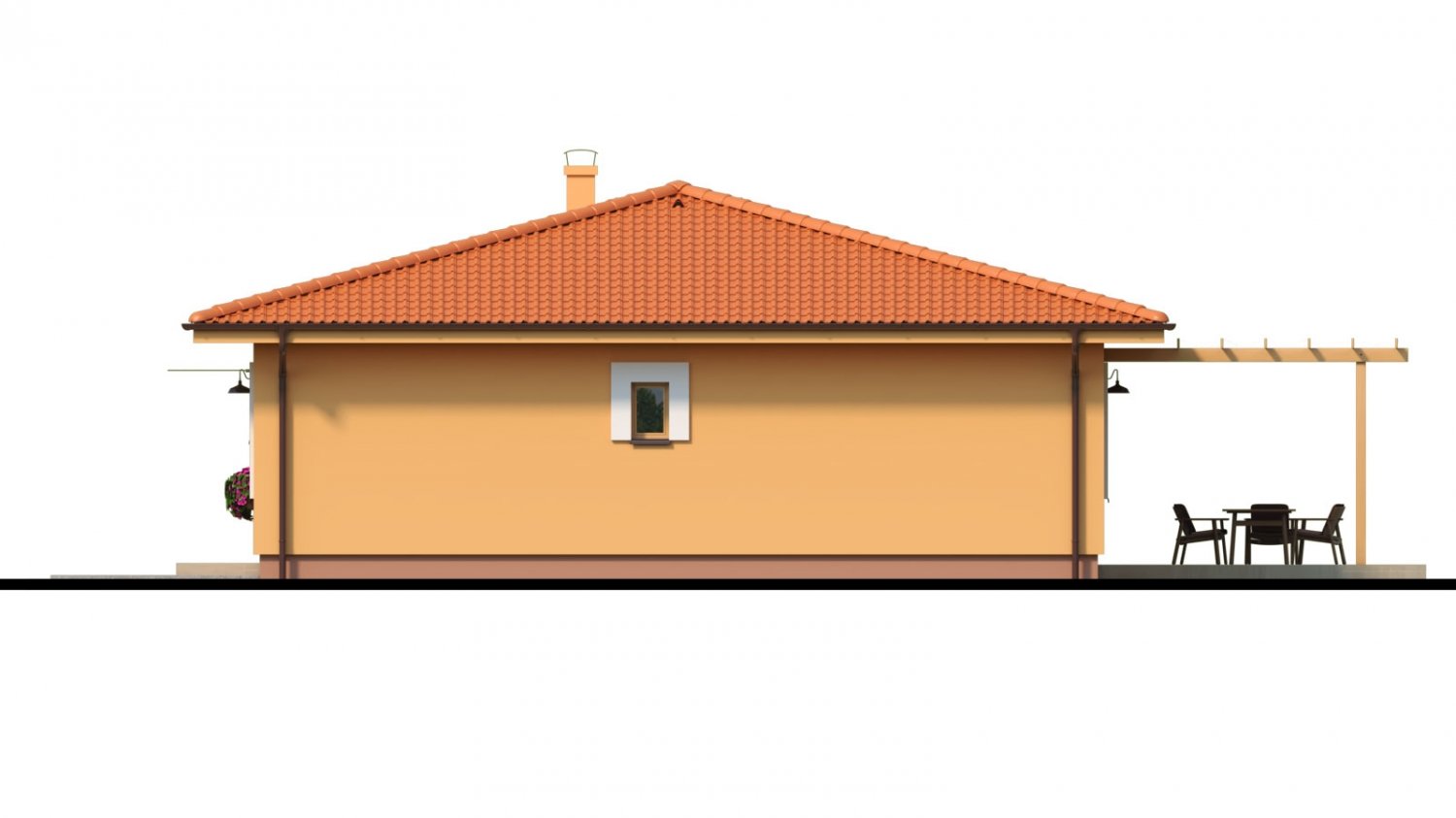 Zrkadlový pohľad 2. - Moderní zděný bungalov s valbovou střechou a oddělenou denní a noční částí, s možností zrealizovat plochou střechu.