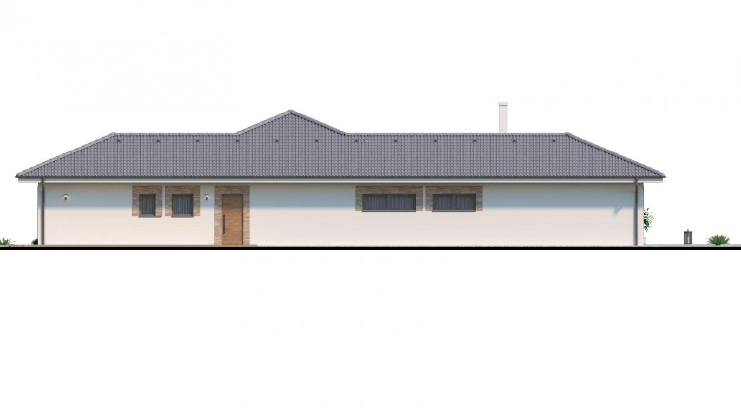 Zrkadlový pohľad 2. - Dům roku 2018 - projekt zděného domu do tvaru L s atriem, dvojgaráží a možností přistavět navíc 2 pokoje.