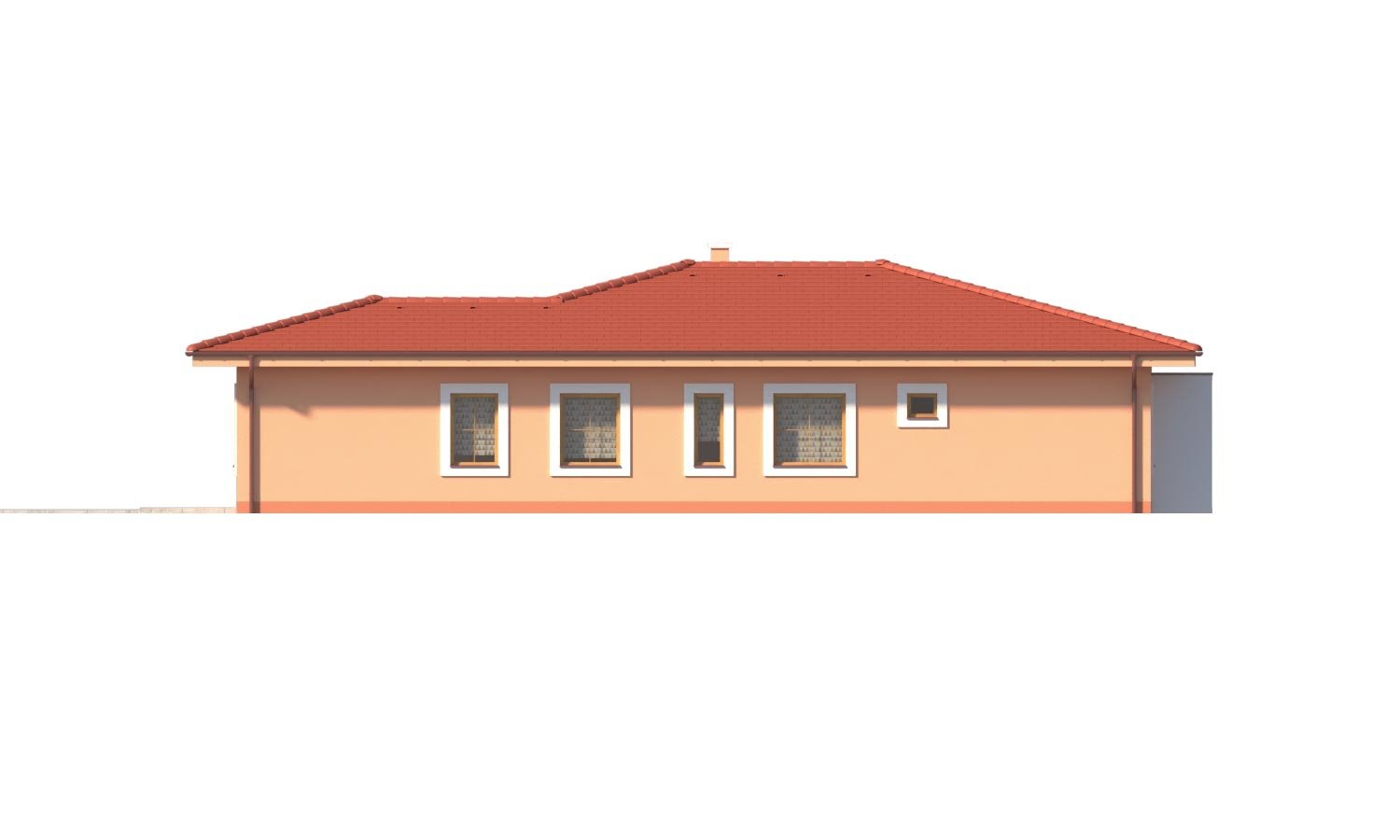 Zrkadlový pohľad 4. - Krásný 5-pokojový zděný bungalov s valbovou střechou a krbem.