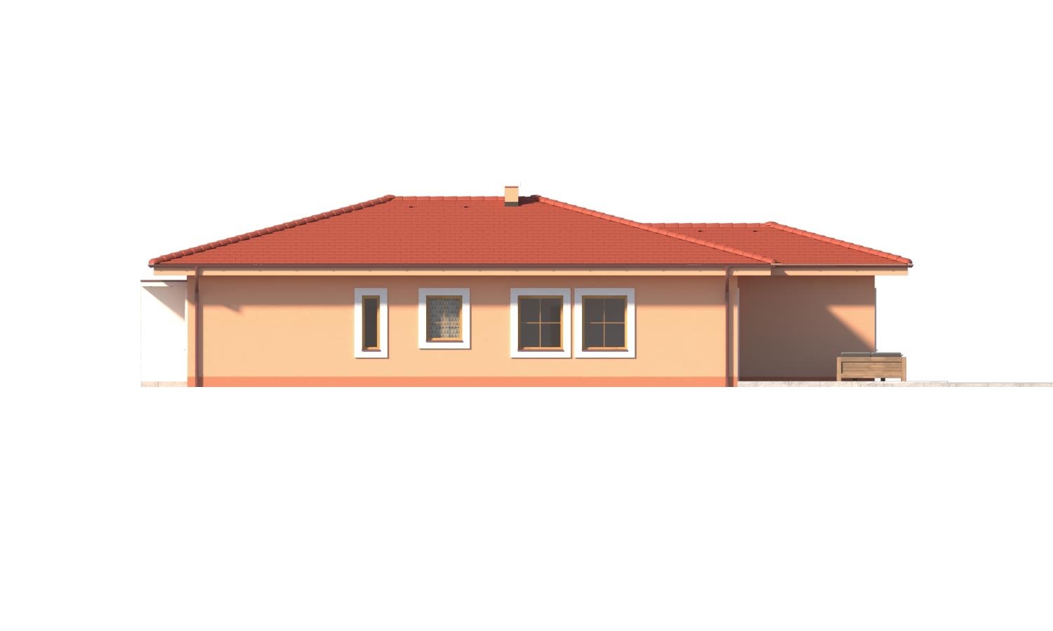 Zrkadlový pohľad 2. - Krásný 5-pokojový zděný bungalov s valbovou střechou a krbem.