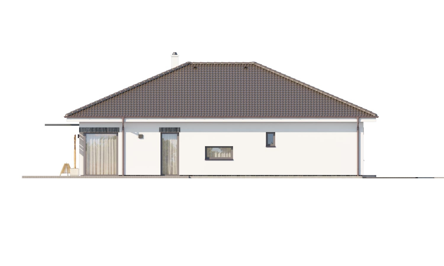Zrkadlový pohľad 4. - Moderní projekt rodinného domu s valbovou střechou. Novinka 2019. Menší pokoj je vhodná jako pracovna nebo šatník.