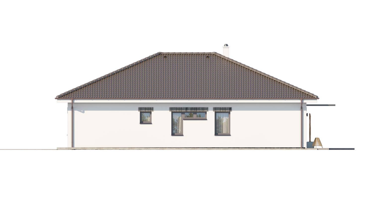 Zrkadlový pohľad 2. - Moderní projekt rodinného domu s valbovou střechou. Novinka 2019. Menší pokoj je vhodná jako pracovna nebo šatník.