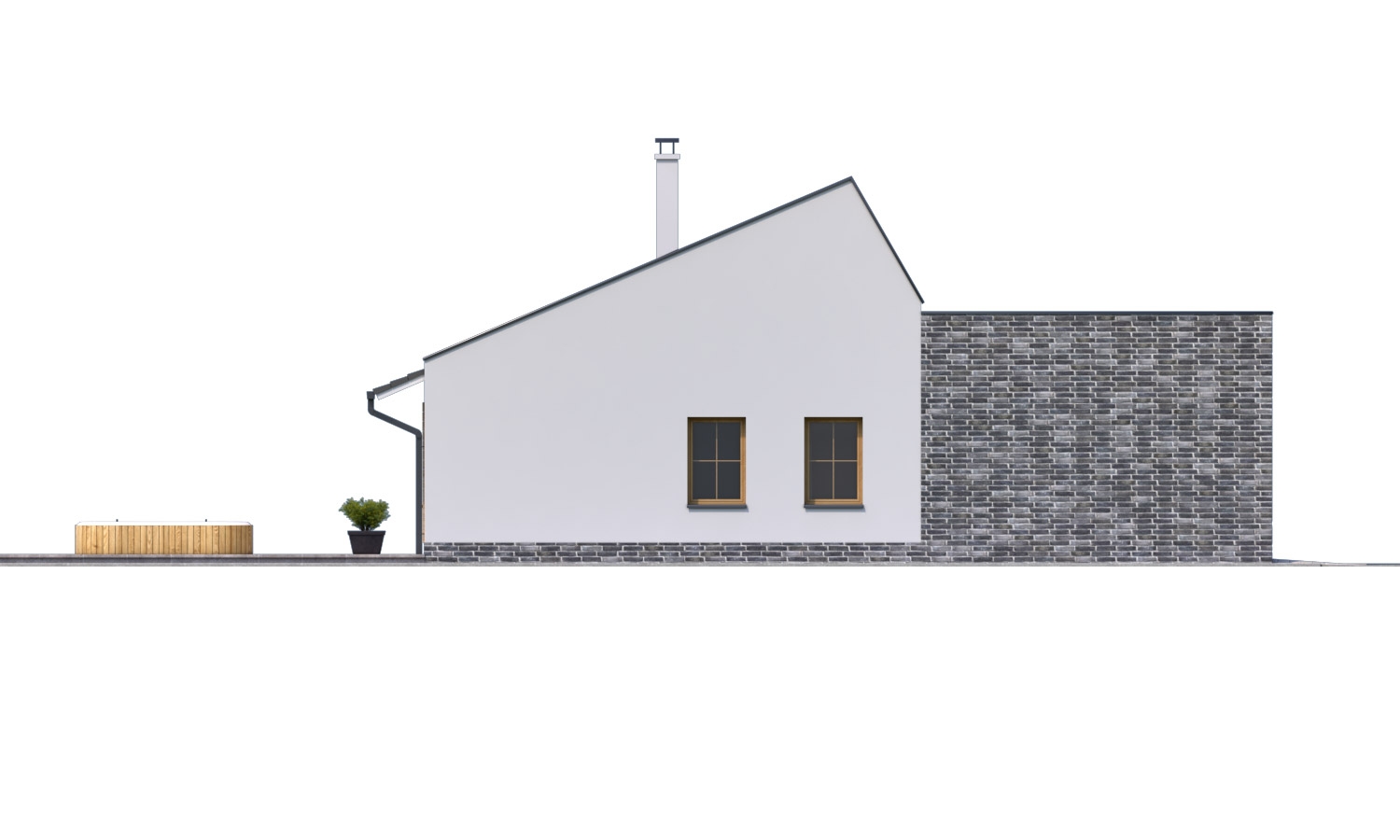 Zrkadlový pohľad 4. - Moderní rodinný dům s garáží pro 4 až 5 člennou rodinku. Možnost změnit tvar střechy, případně realizovat dům bez garáže. Vhodný i jako dvojdům.