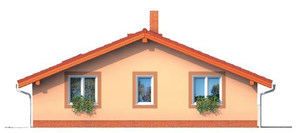 Zrkadlový pohľad 1. - Projekt malého domu na úzký pozemek se sedlovou střechou.