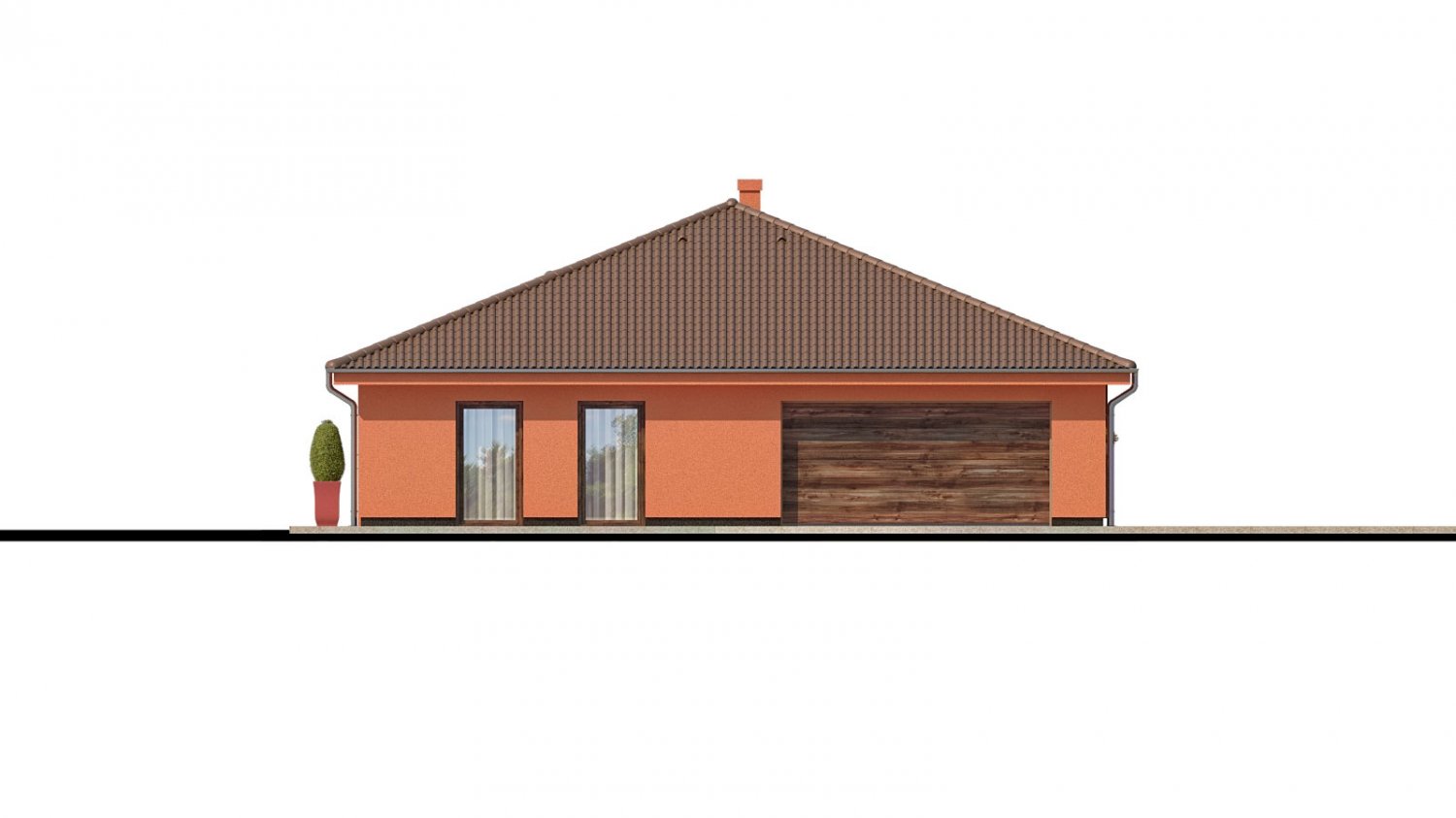 Pohľad 4. - Exkluzivní jednoduchý dům s dvojgaráží a krytou terasou.