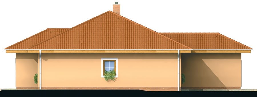 Zrkadlový pohľad 4. - Projekt domu s jednogaráž a valbovou střechou. Možnost realizace domu bez garáže.