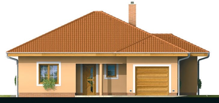 Zrkadlový pohľad 1. - Projekt domu s jednogaráž a valbovou střechou. Možnost realizace domu bez garáže.
