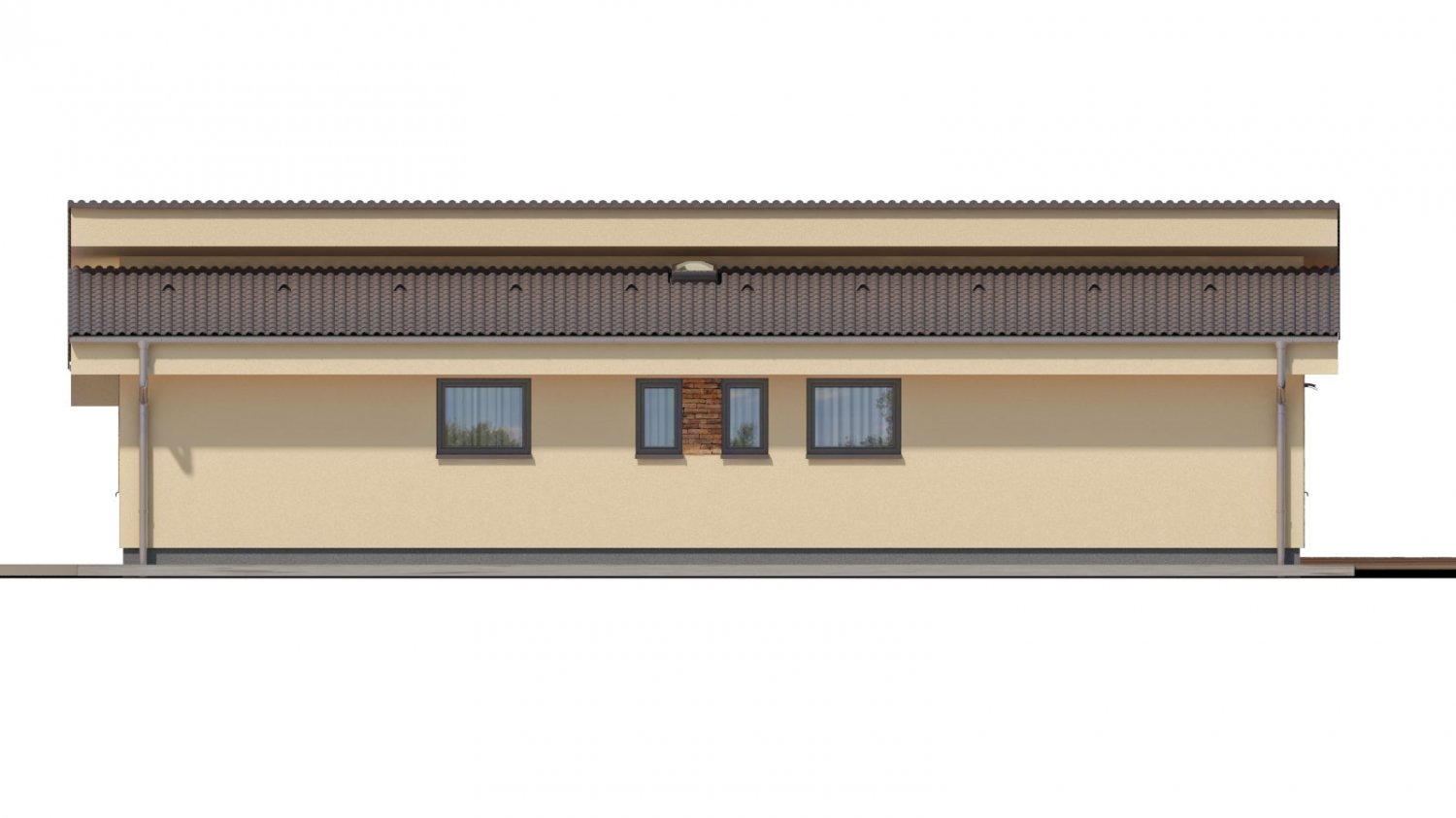 Zrkadlový pohľad 2. - Rodinný dům s pultovými střechami a garáží. Možnost výstavby bez garáže.