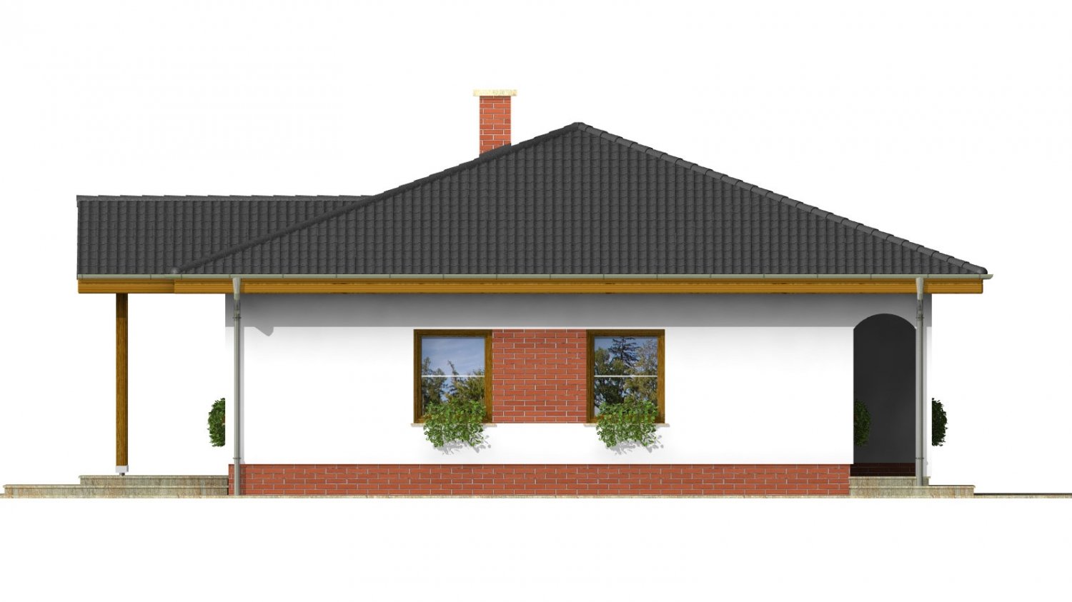 Zrkadlový pohľad 2. - Projekt rodinného domu se stanovou střechou.