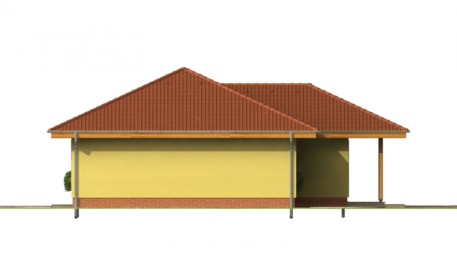 Zrkadlový pohľad 2. - Oblíbený projekt domu do L s terasou a valbovou střechou.