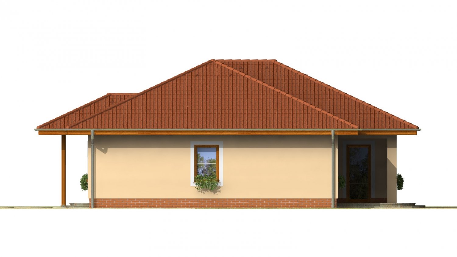 Zrkadlový pohľad 4. - Projekt rodinného domu do tvaru L s terasou a technickou místností.