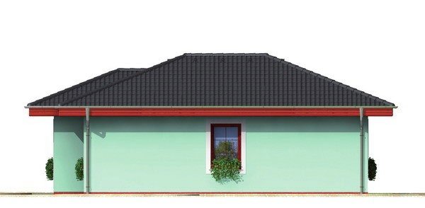 Pohľad 2. - Dům do tvaru L s valbovou střechou.