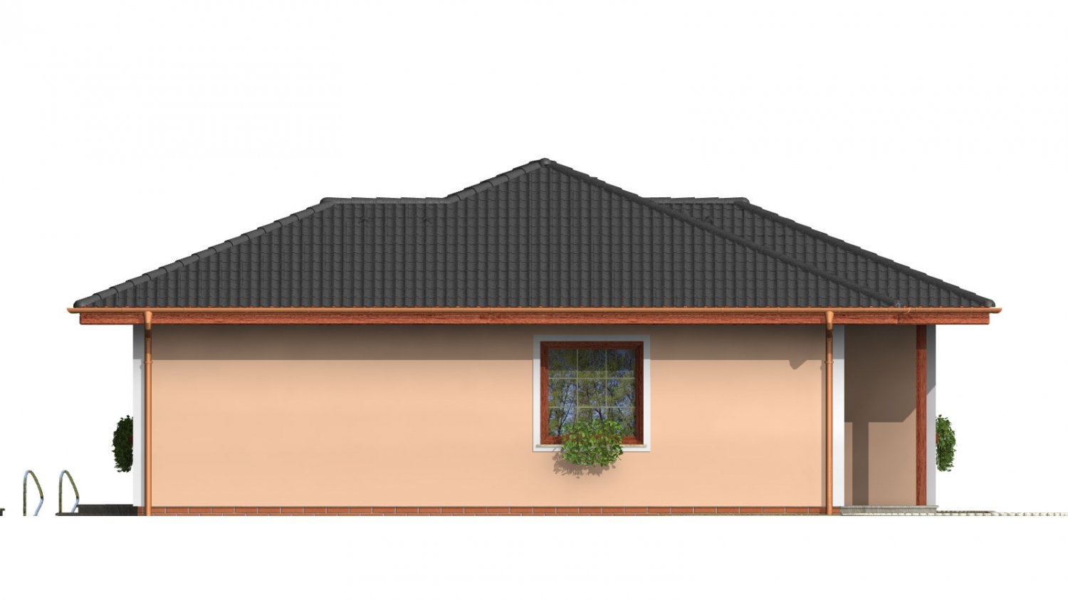 Pohľad 2. - Menší projekt domu s valbovou střechou.
