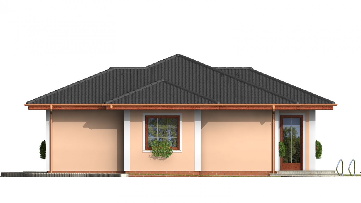 Pohľad 4. - Menší projekt domu s valbovou střechou.