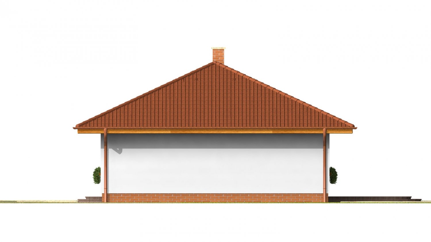 Zrkadlový pohľad 4. - Pěkný přízemní dům s valbovou střechou a oddělenou denní a noční částí. Kuchyň s obývacím pokojem tvoří velkoprostor.