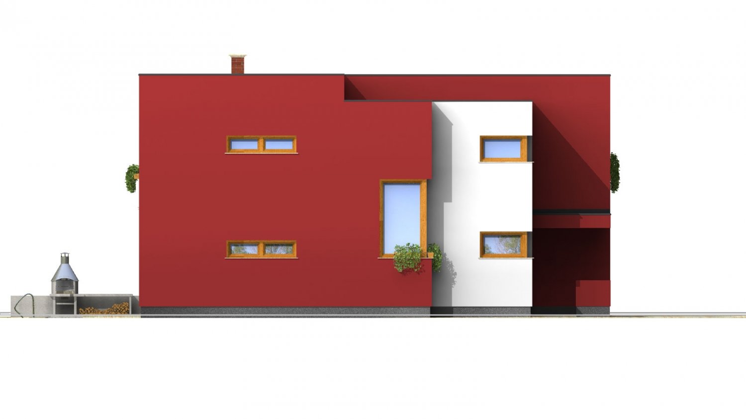 Zrkadlový pohľad 2. - Moderní exkluzivní dům s dvojgaráží a plochou střechou.