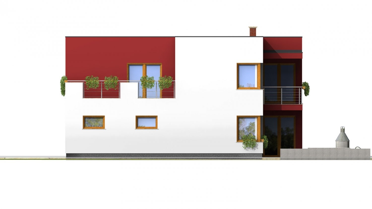Zrkadlový pohľad 4. - Moderní exkluzivní dům s dvojgaráží a plochou střechou.