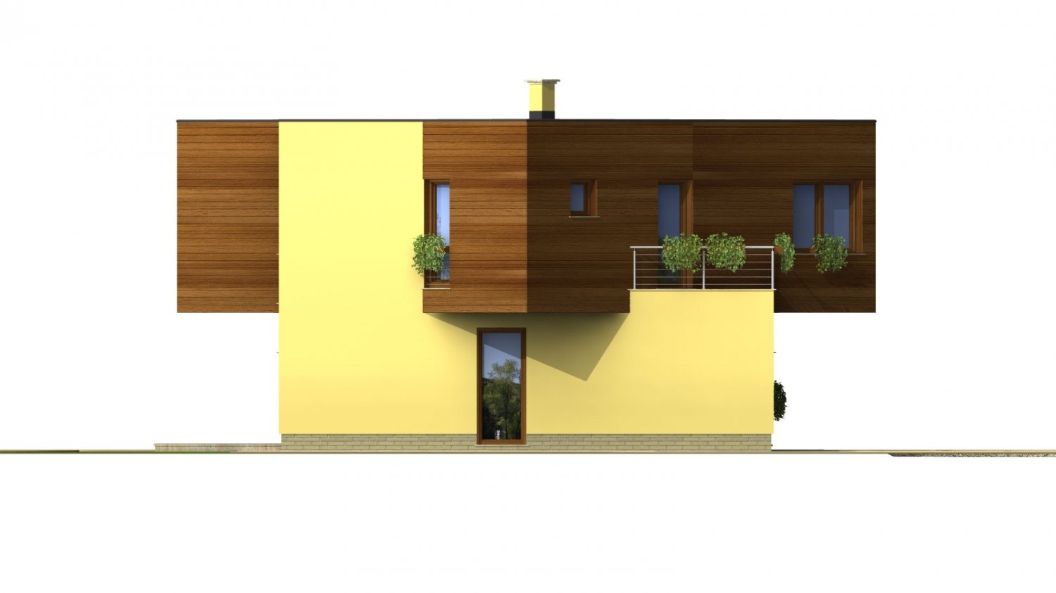 Zrkadlový pohľad 2. - Moderní projekt patrového rodinného domu s rovnou střechou.
