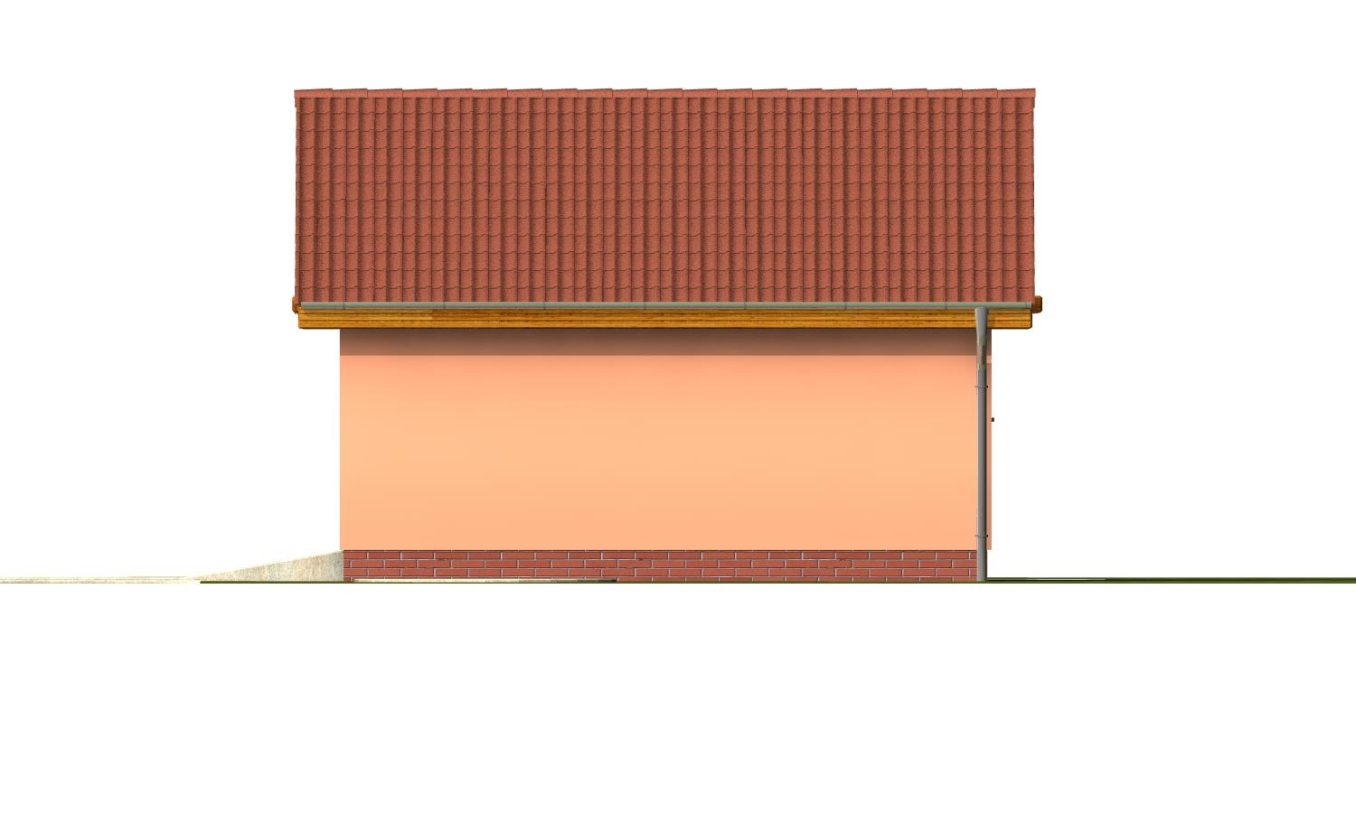 Zrkadlový pohľad 4. - Samostatně stojící dvojgaráž se sedlovou střechou a širokými garážovými vraty