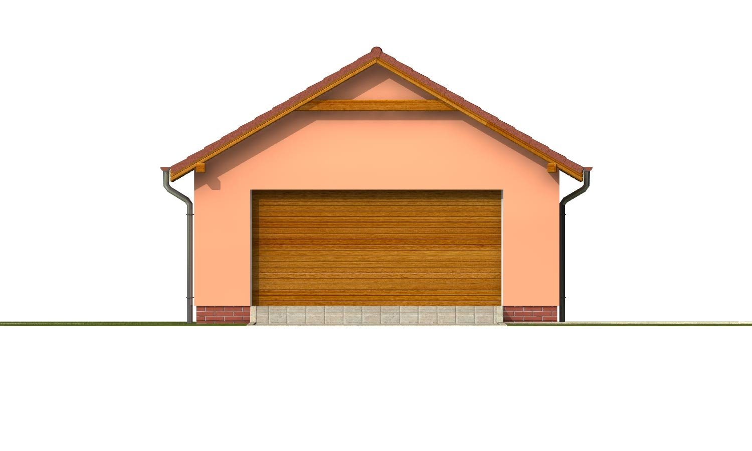 Zrkadlový pohľad 1. - Samostatně stojící dvojgaráž se sedlovou střechou a širokými garážovými vraty