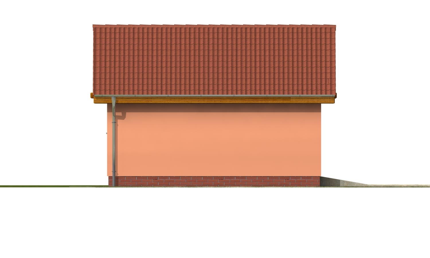 Pohľad 2. - Samostatně stojící dvojgaráž se sedlovou střechou a širokými garážovými vraty