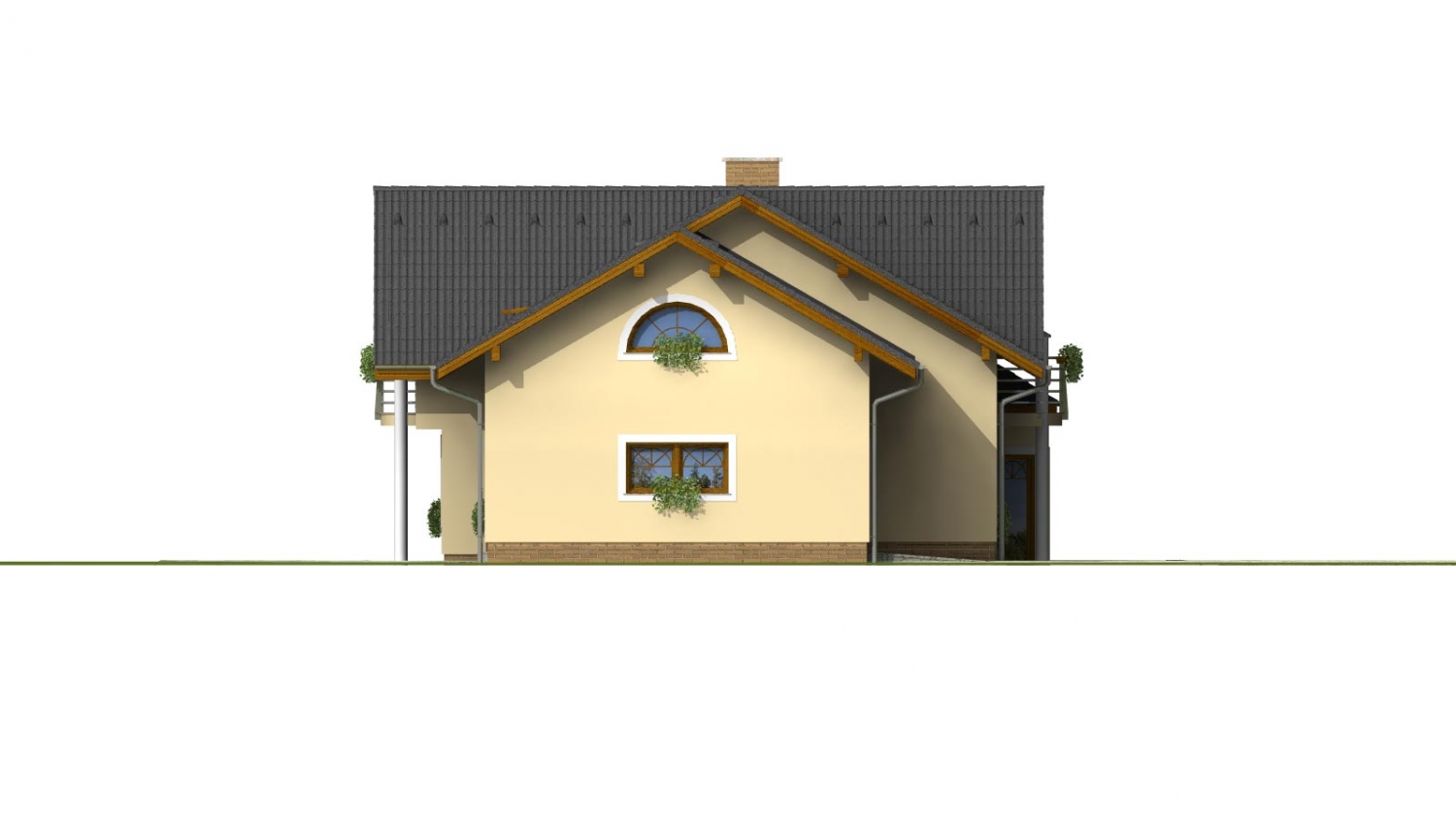 Zrkadlový pohľad 2. - Velký podsklepený rodinný dům s dvojgaráží a sedlovou střechou. Možnost dvougeneračního bydlení.