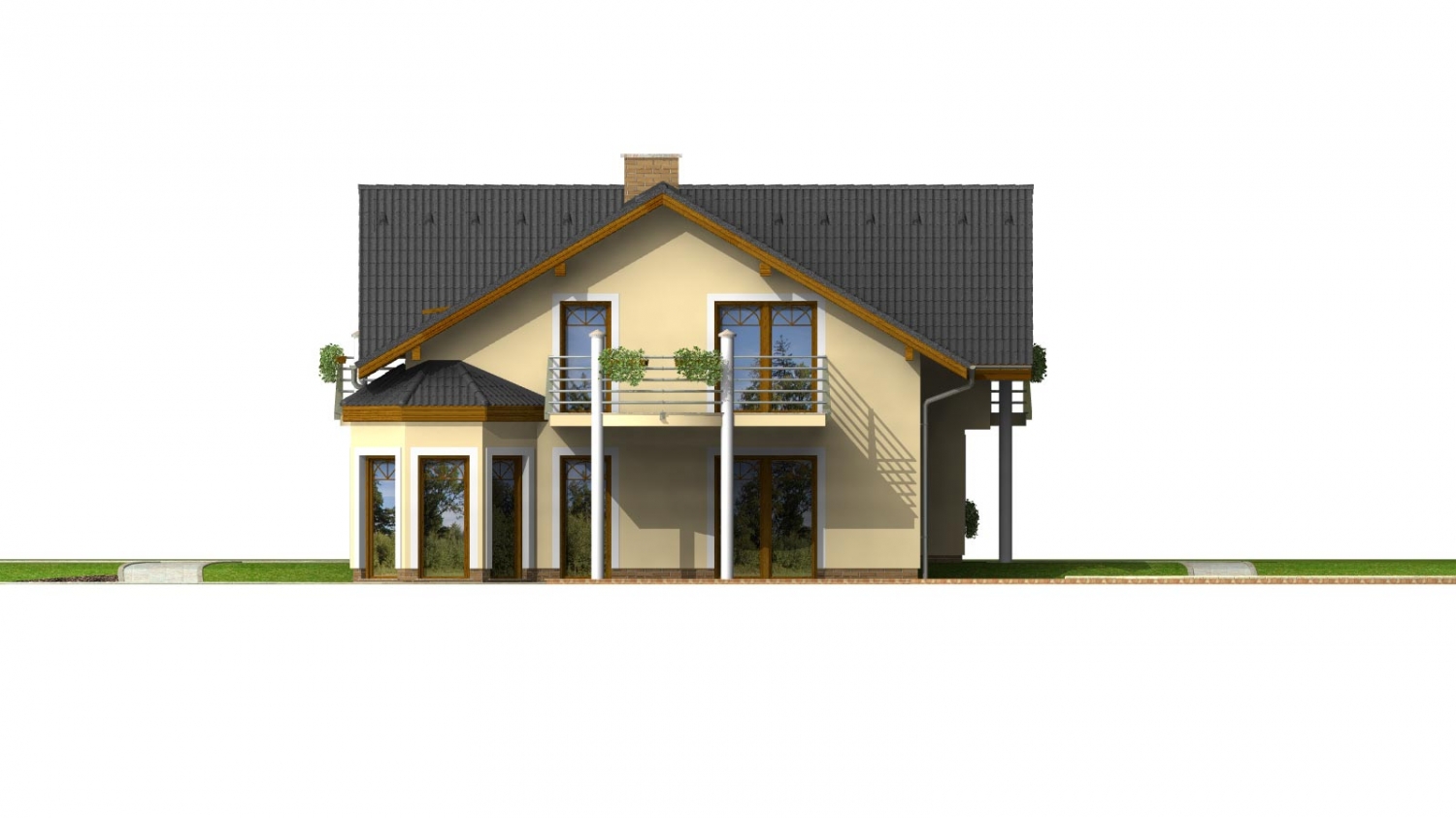 Zrkadlový pohľad 4. - Velký podsklepený rodinný dům s dvojgaráží a sedlovou střechou. Možnost dvougeneračního bydlení.