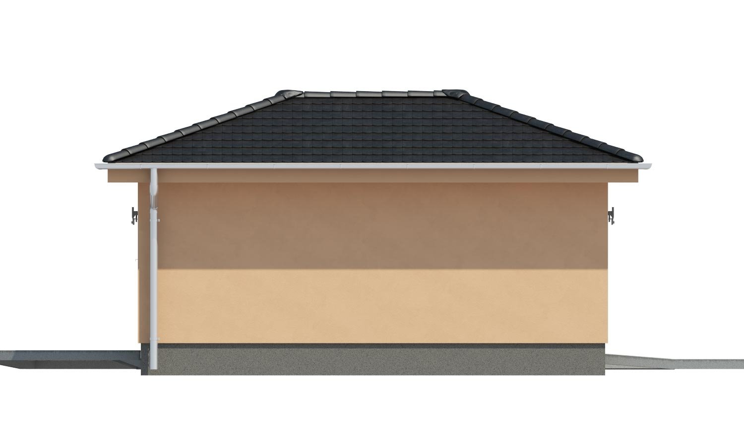 Zrkadlový pohľad 4. - Projekt garáže s valbovou střechou, samostatně stojící