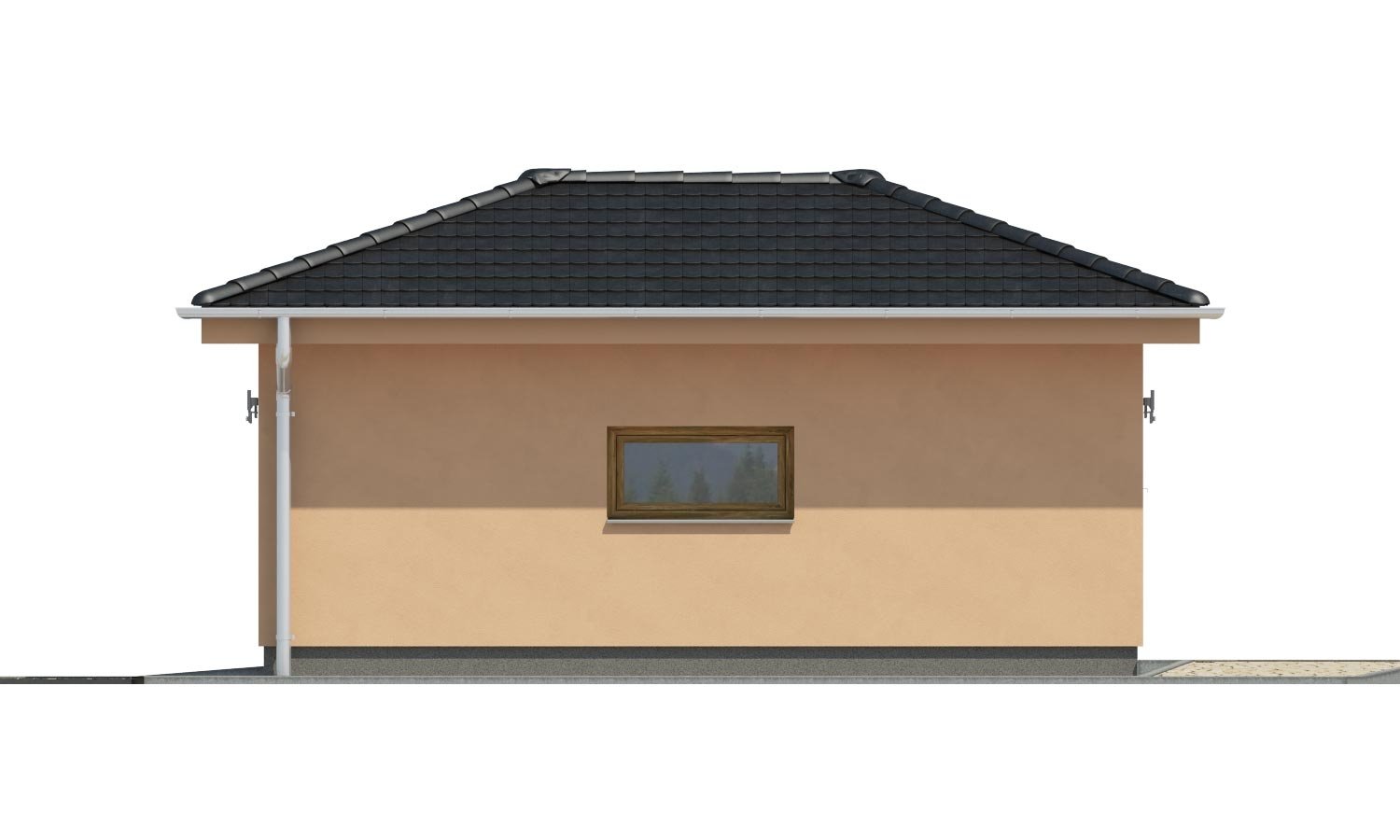Pohľad 2. - Projekt garáže s valbovou střechou, samostatně stojící