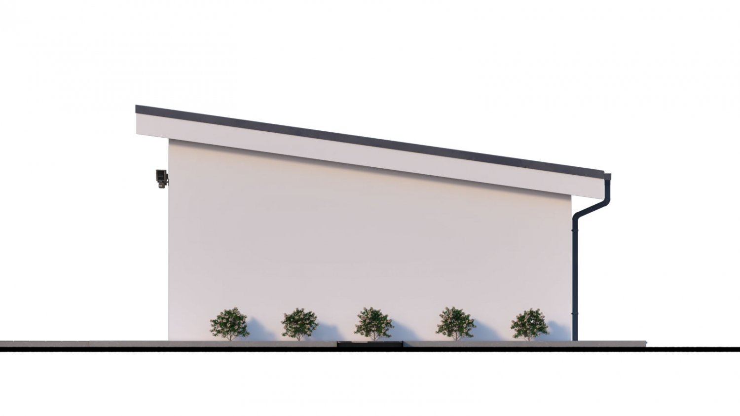 Zrkadlový pohľad 2. - Projekt samostatně stojící garáže s pultovou střechou
