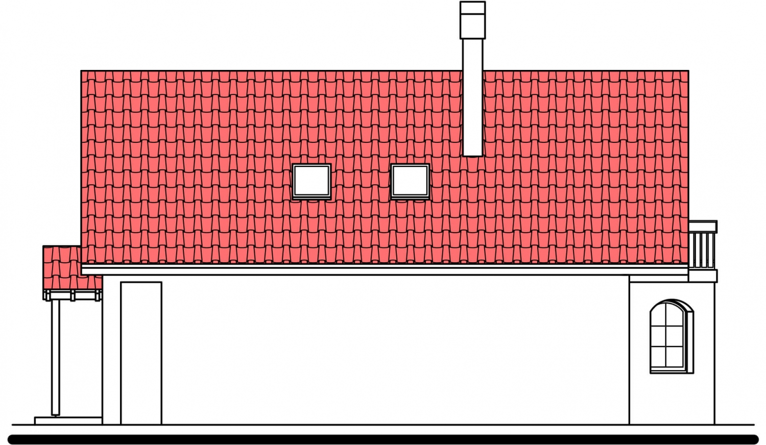 Pohľad 4. - Podkrovní dům s garáží, vhodný i jako dvojdům při spojení garážemi.