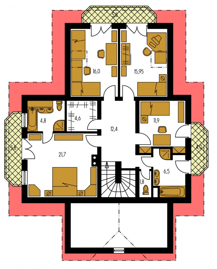 Pôdorys Poschodia - Elegantní velký dům se suterénem, ​​vhodný jako dvojdům.
