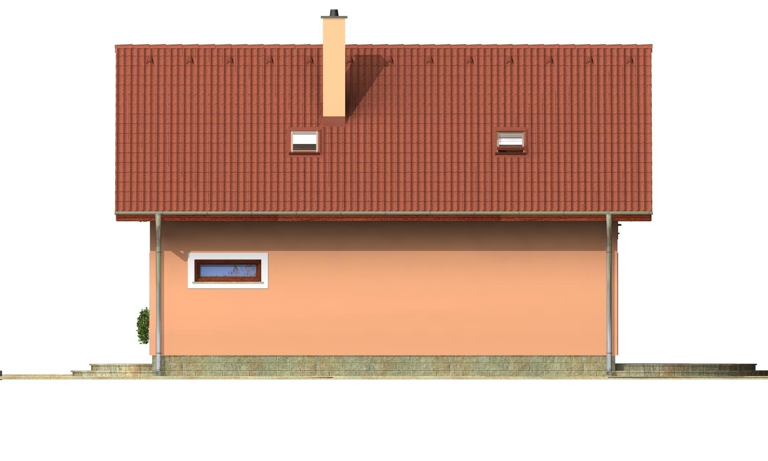 Zrkadlový pohľad 3. - Projekt domu na úzký pozemek s garáží.