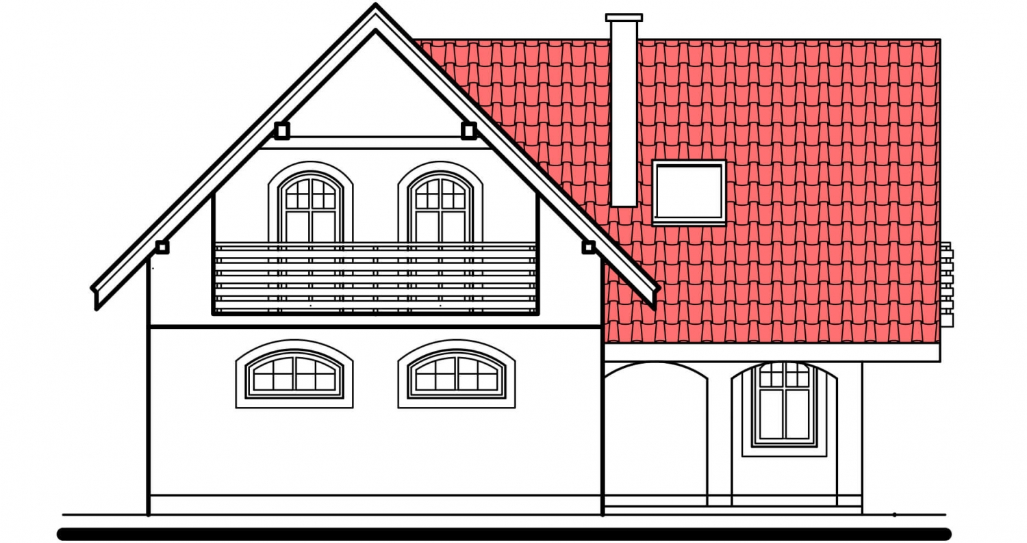 Pohľad 1. - Klasický dům s polvalbovou střechou.